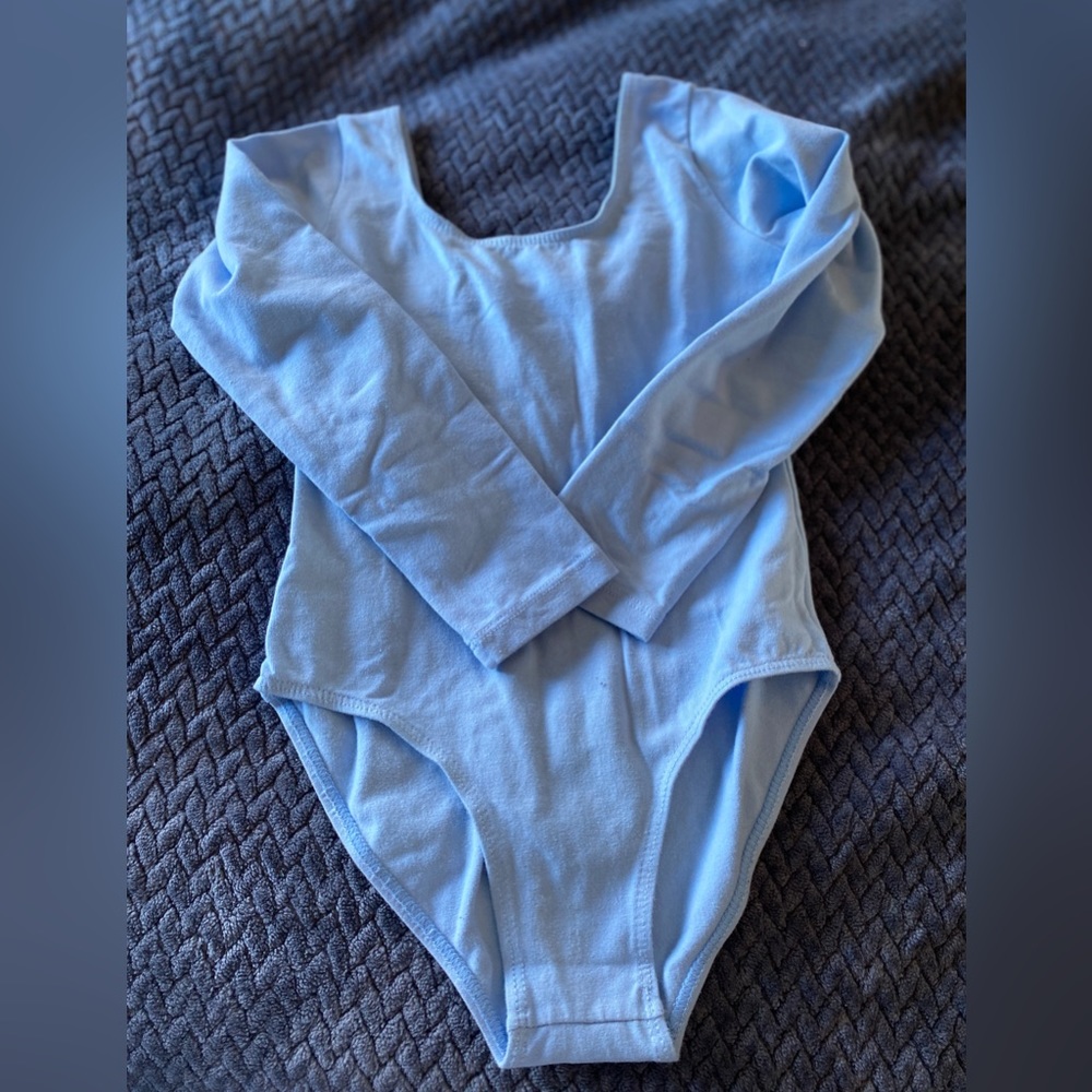Childs Leotard Sky Blue Long Sleeve Scoop Neck 4-5T